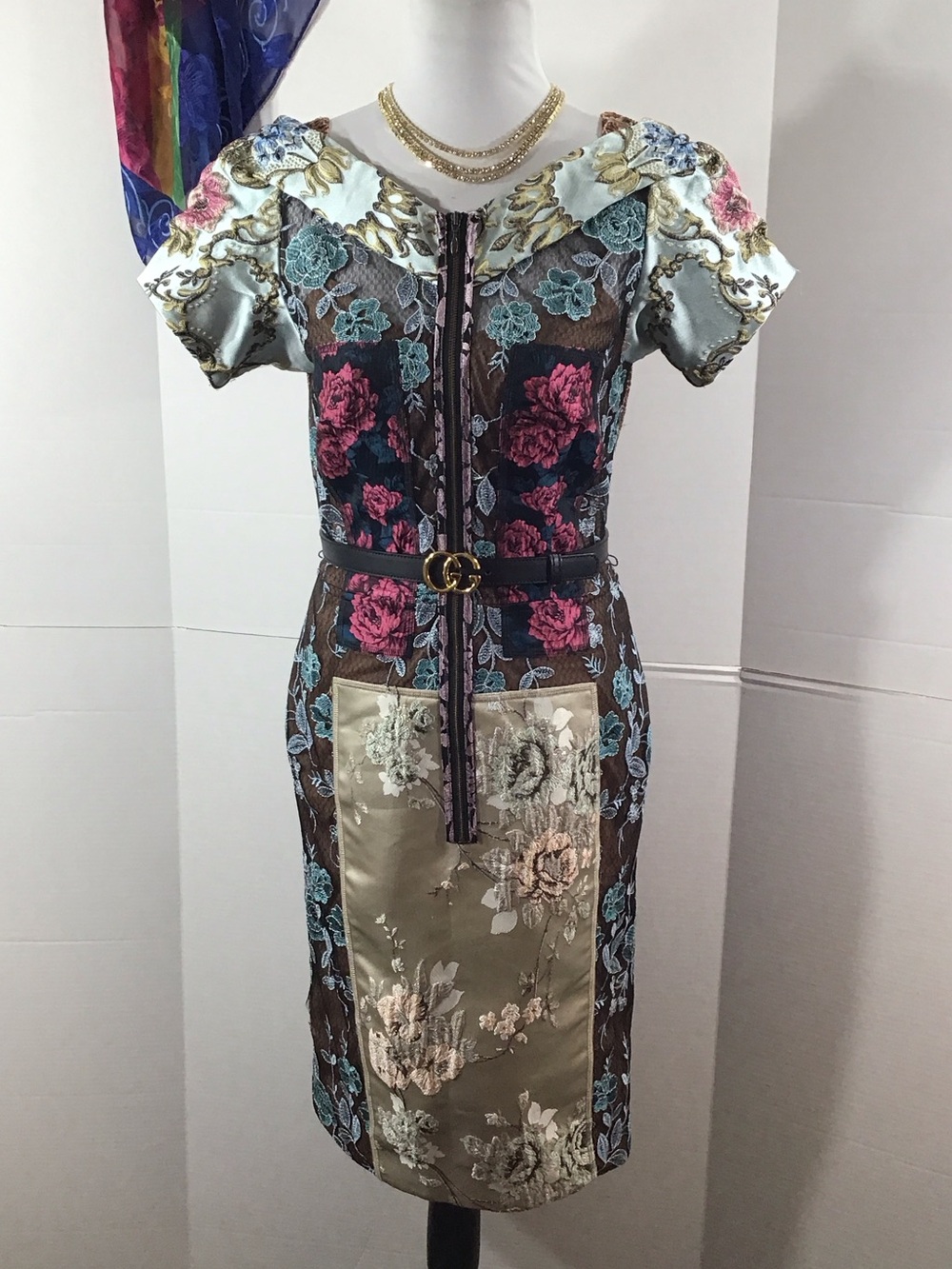 Beguile Byron Lars brocade Floral Embroidered Sheath Dress 6